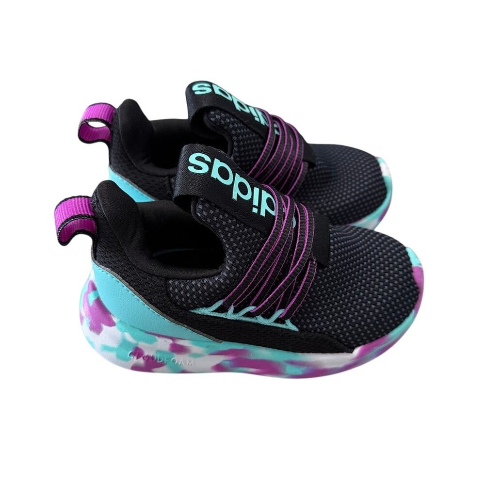 adidas Kids Lite Racer Adapt 7.0 Slip-On Shoes, Toddler 7C, Purple Black Blue